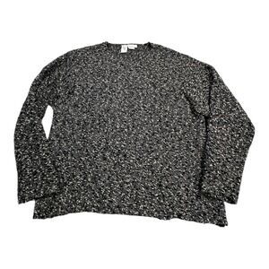 CW Knit Sweater Black White Speckled Long Sleeve‎ Women's Size Medium